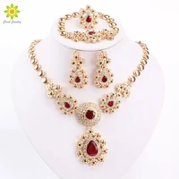 fine jewelry sets for women wedding accessories african beads party gift gold color crystal necklace earrings sets