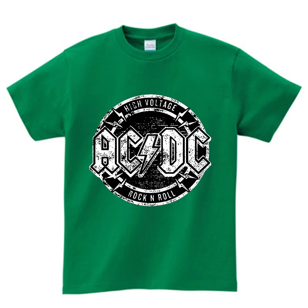 Для мальчиков и девочек с принтом в виде группа AC/DC Футболка в стиле рок с О-образным вырезом с коротким Футболка с принтом Acdc тяжелый с металлическими наконечниками, Детская футболка, футболки для грудничков От 3 до 8 лет NN