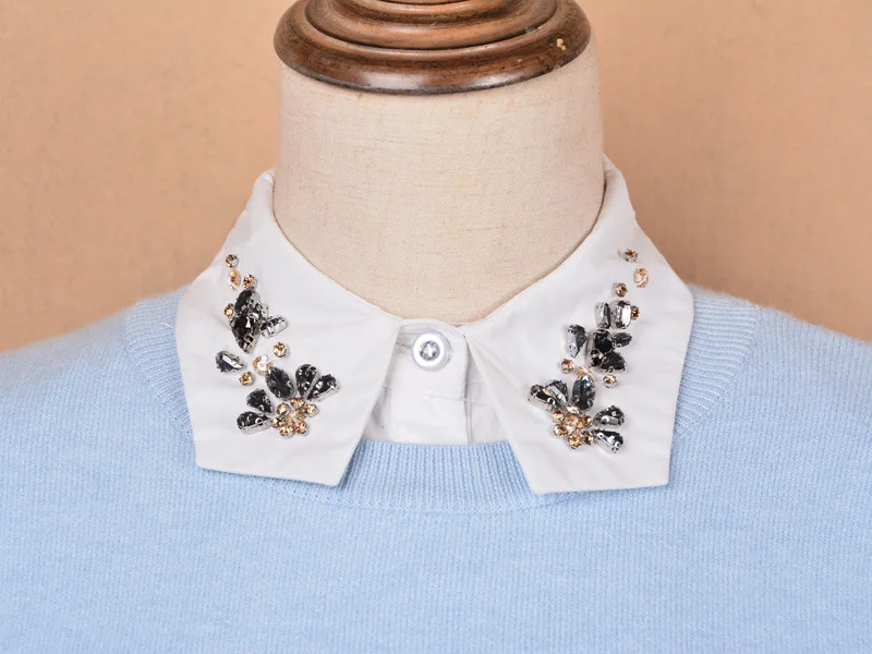 Модный жемчужный поддельный съемный воротник черная ложная рубашка с отложным