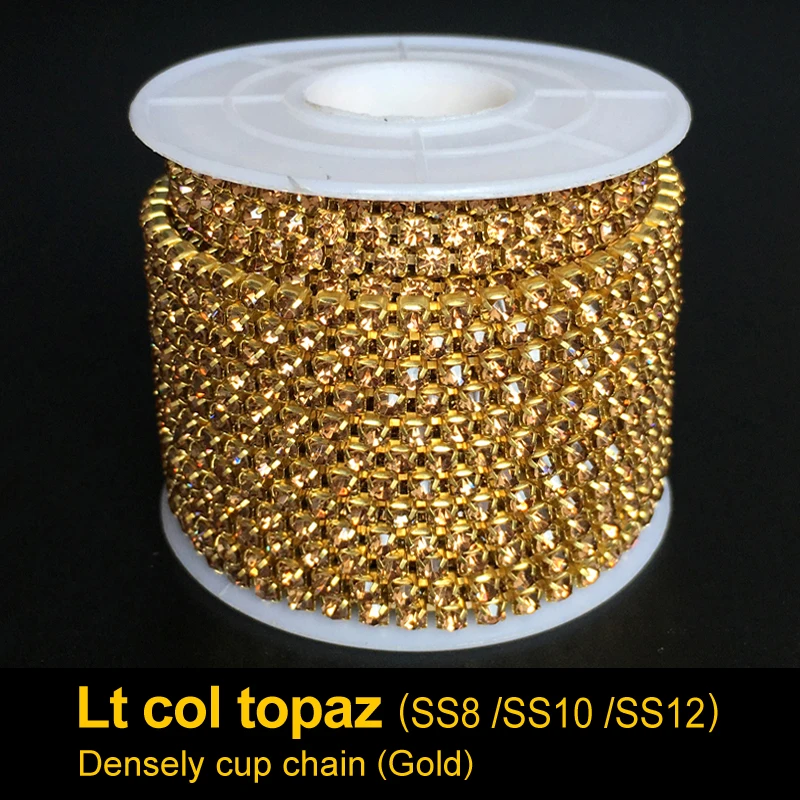 Плотно горный хрусталь цепи LT Siam/золото базы ss6-ss12 10 метров/roll для одежды