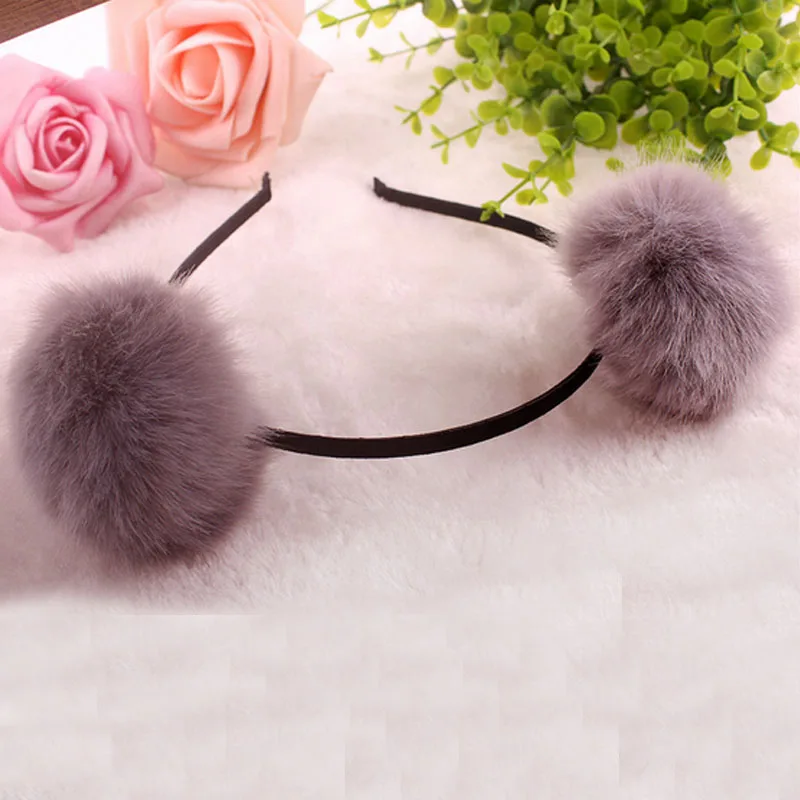 Lovely Girls Woman Fashion Fur Ball Pom Hair Headbands Party Wedding Daily Headwear Accessories Gift | Дом и сад