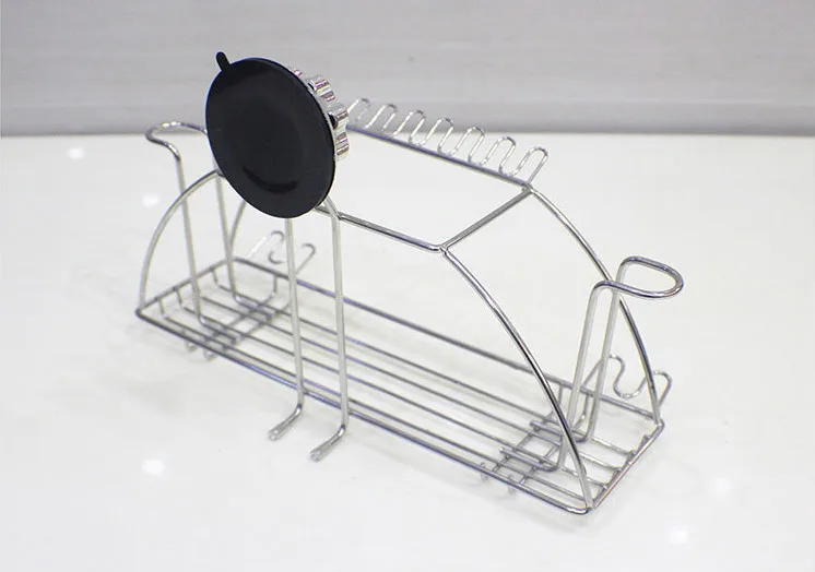 

super suction cup 304 stainless steel Bathroom caddy shower basket heart shape kitchen rack storage basket basket shelf
