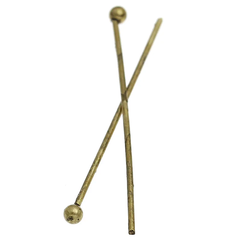 

8SEASONS Head Pins Ball Antique Bronze 3cm long,0.7mm(21 Gauge),500PCs (B32459)