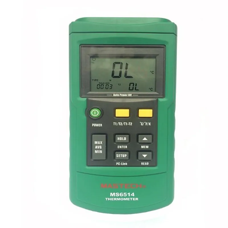 MASTECH MS6514 двухканальный цифровой термометр + 2 шт. 30 мм и 200 термопара типа K