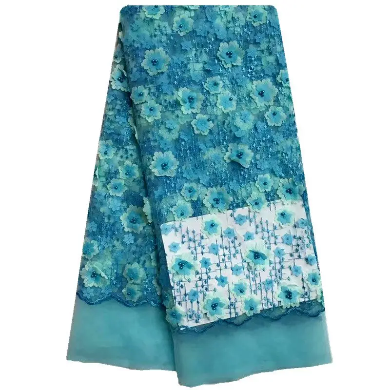 High End 3d Лента Кружевной Ткани Вышитые Аппликация Тюль Сетка Кружева Темно-Синий