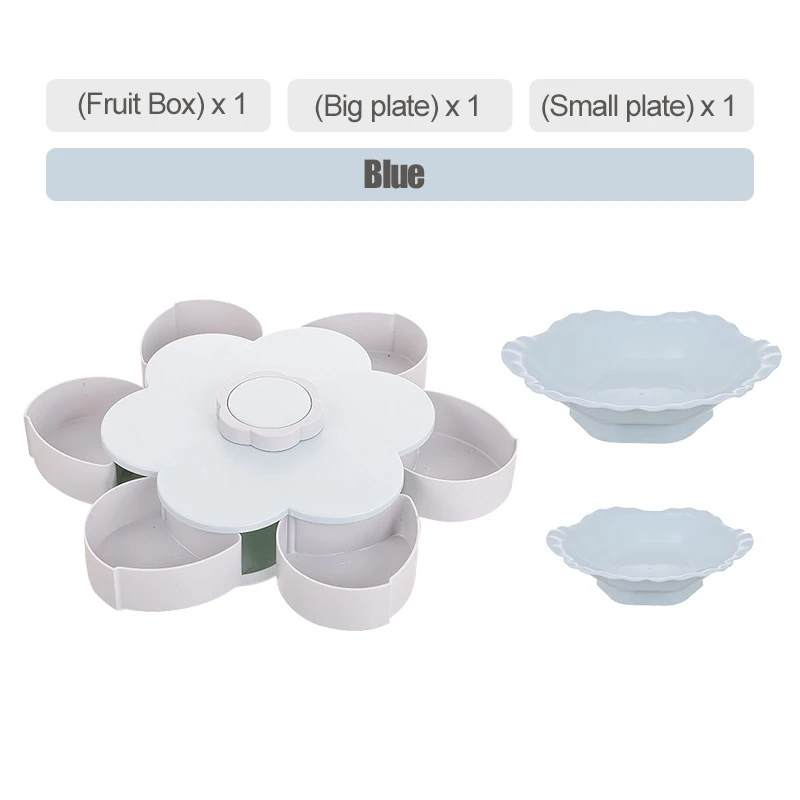 Blue-Small-Big plate Onepe 6 Сетка вращающийся ящик для хранения для семян гайки конфеты сухие фрукты хранения Чехол для детей защищают фрукты Чехол Органайзер лоток - Цвет: Blue-Small-Big plate