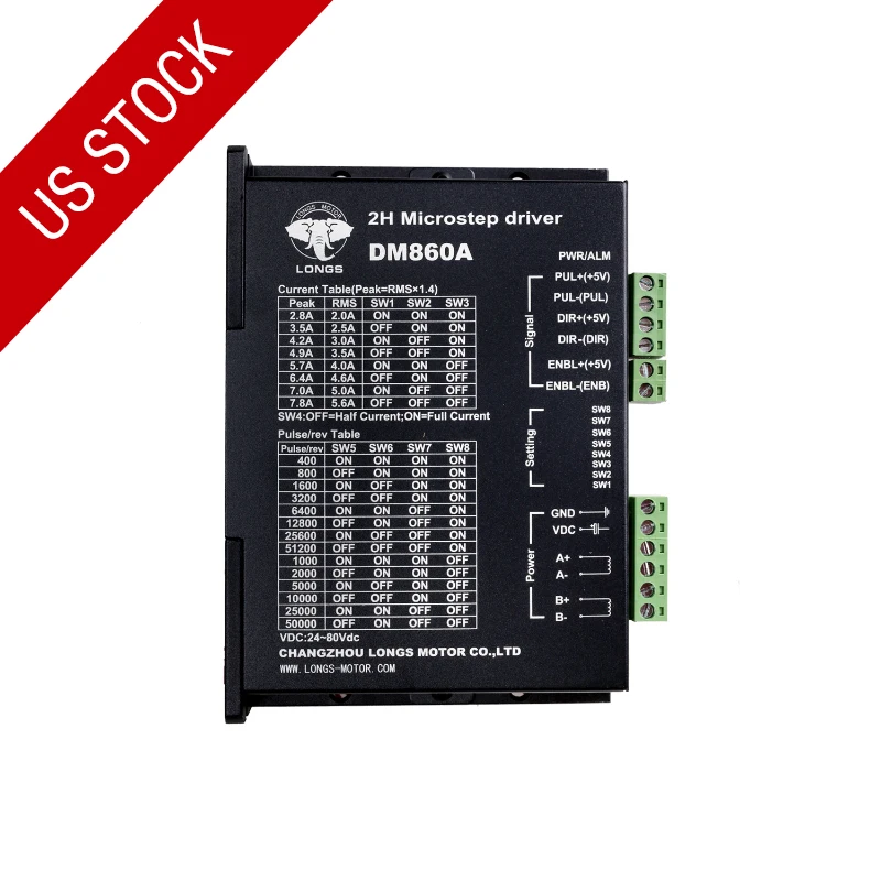 Мы бесплатно! Контроллер шагового двигателя Nema34 DM860A 7.8A 256micsteps 24 ~ 80VDC длинный