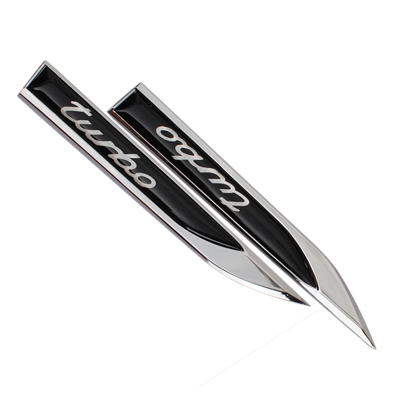 

2pcs Side Wing Metal Turbo Logo Blade Fender 3D Stickers Emblem Decal motorcycle car styling Auto Accessories