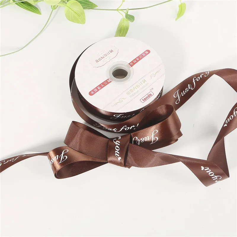 Dark Brown 25 мм 5 ярдов только для вас печатных резинка из полиэстера для свадебное платье для рождественской вечеринки украшения DIY бант лента ручной работы карты Упаковка для подарков - Цвет: Dark Brown