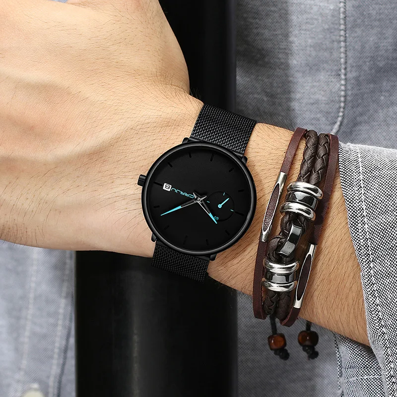 

CRRJU Mens Watches Top Luxury Brand Fashion Quartz Watch Men Waterproof Thin Mesh Steel Date Analog Male Clock Relogio Masculino