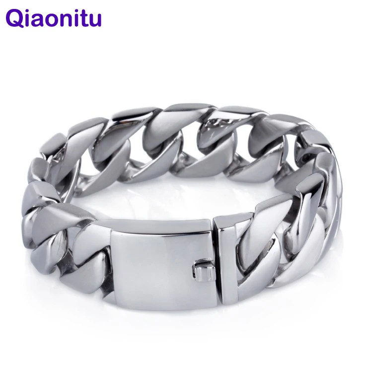 Высокое качество Для мужчин блестящий велосипед браслет 20 мм тяжелый панк Рок 316L