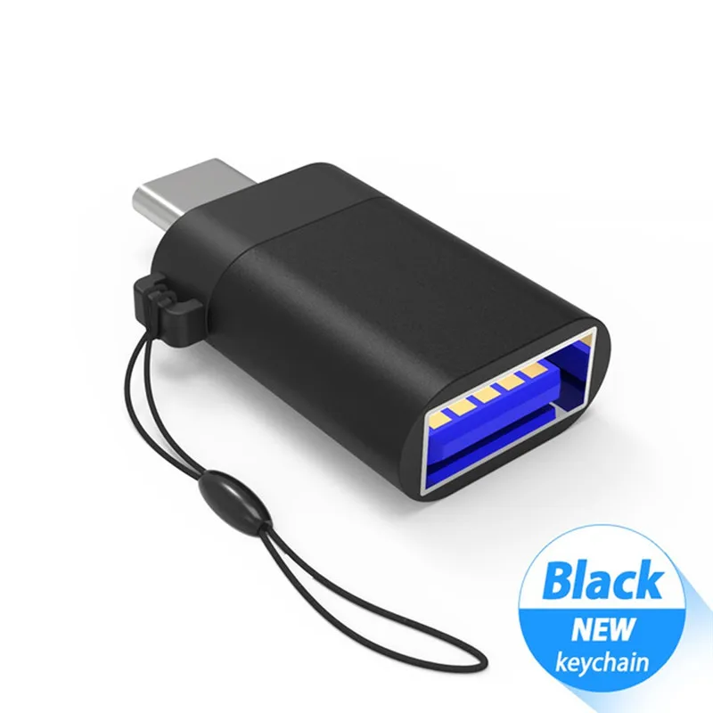 Black with Sring Robotsky type C USB 3,0 конвертер usb type C OTG Кабель-адаптер для samsung Galaxy S8 S9 huawei P20 - Цвет: Black with Sring