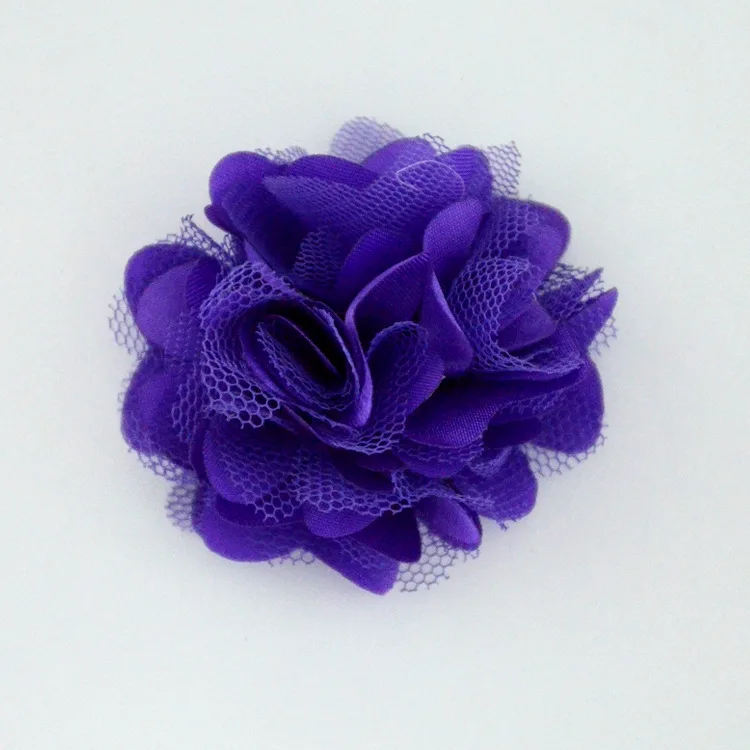purple 20 шт./лот " атласная сетка цветы DIY Детские аксессуары для волос Бутик свадебное украшение цветок цветочные аксессуары для волос - Цвет: purple
