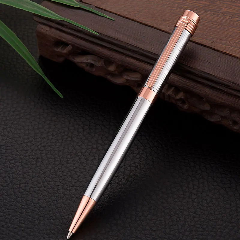 Silver rose gold Изысканная деловая офисная металлическая шариковая ручка для школы, студенческие Канцтовары, шариковая ручка, роскошная металлическая пишущая шариковая ручка - Цвет: Silver rose gold