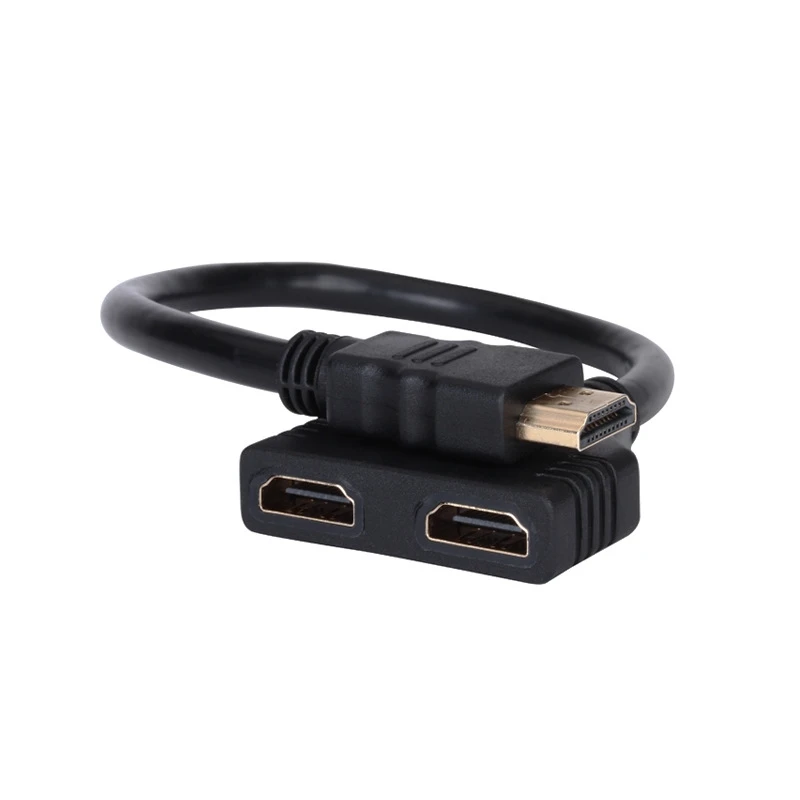 50 шт./лот 1080P 2-портовый HDMI-совместимый сплиттер 1 в 2 Штекерный к Femal видеокабель