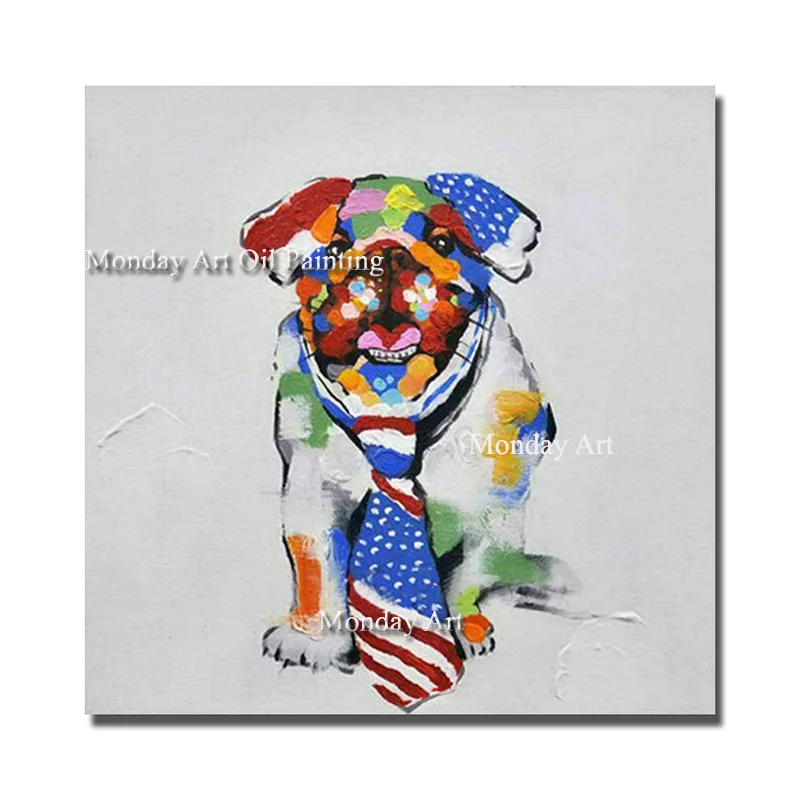 

Wall Art Canvas Painting Lovely Sir Dog Picture Poster 100% Handpainted Animal Painting Home Decor For Children Room Dropshippin