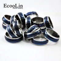 15pcs new blue opals enamel stainless steel rings lots vintage style for punk women and rock men fashion ecoolin jewelry lr221