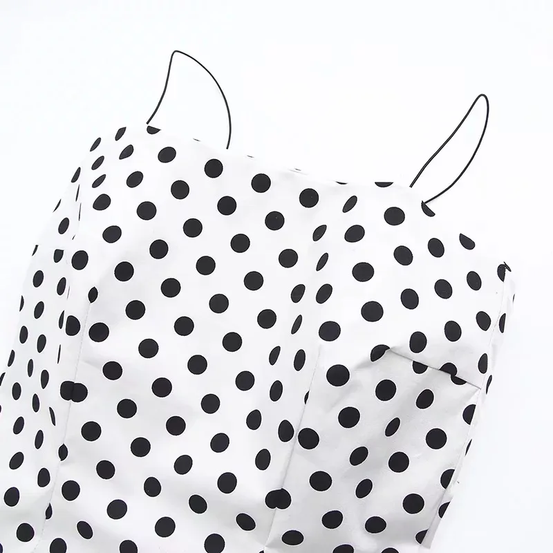 Модное женское платье в горошек пикантное на бретельках облегающие повседневные