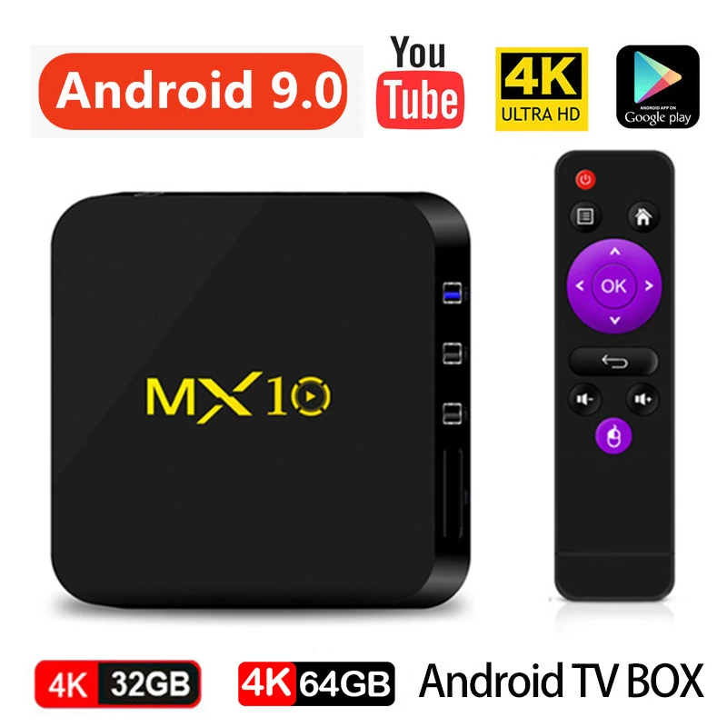 ТВ приставка KimTin MX10 ОЗУ 4 Гб ПЗУ 32 ГБ четырехъядерный процессор RK3328 64 бит Android 9 0 4K 3D