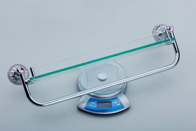 Одинарная стеклянная полка для душа и ванны угловая хромированная зеркальная