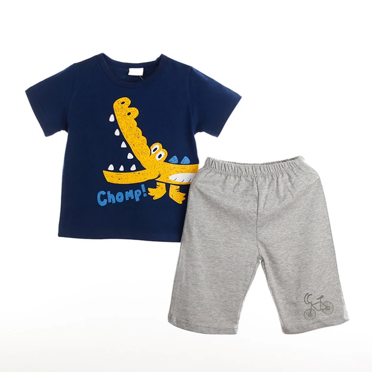 1-7 Years Old Kids Boy Summer Set Cotton Shorts + T Shirt Children Boys Clothing Baby Sports Suit Clothes |