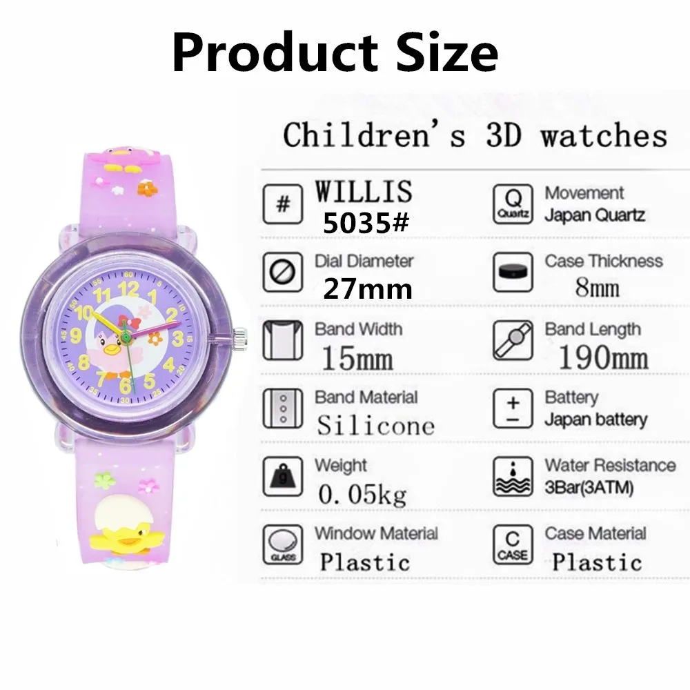 WILLIS модные 3D Милые цыплята очаровательные Мультяшные студенческие наручные часы