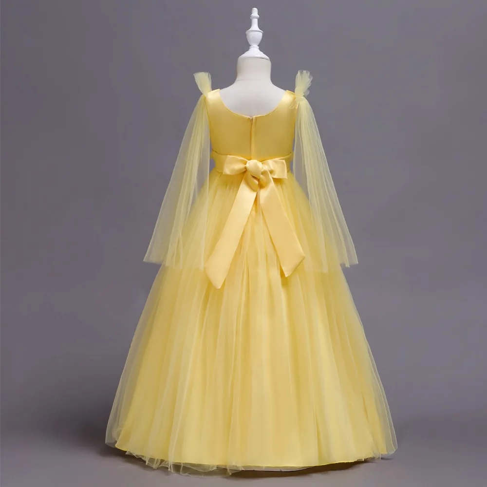 IENENS Summer Fashion Flower Girl Dresses Clothing Children Long Lace Princess Dress Kids Baby Girls Wedding Party Wear Clothes | Детская