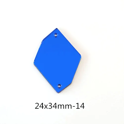 24X34mm-14 50 шт./упак. зеркало синего цвета пришить стразы акриловые нерегулярные Стразы Flatback хрустальные стразы шьют на Стразы для сумки B1027 - Цвет: 24X34mm-14