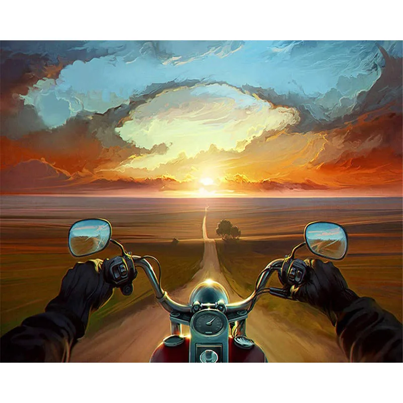 Desert lonely CyclingLandscape DIY Цифровая живопись по номерам Современная Настенная на холсте