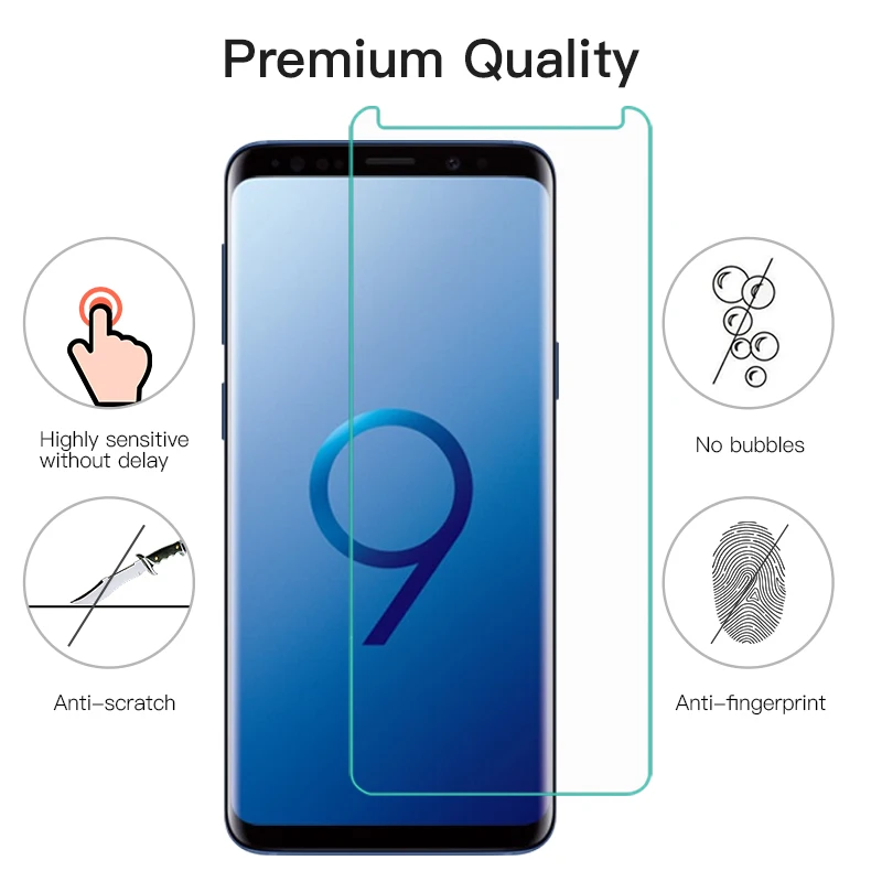Экран протектор для Galaxy S9 S8 HD ясно закаленное стекло 9h Защитная пленка samsung J5 J7 J8 J3