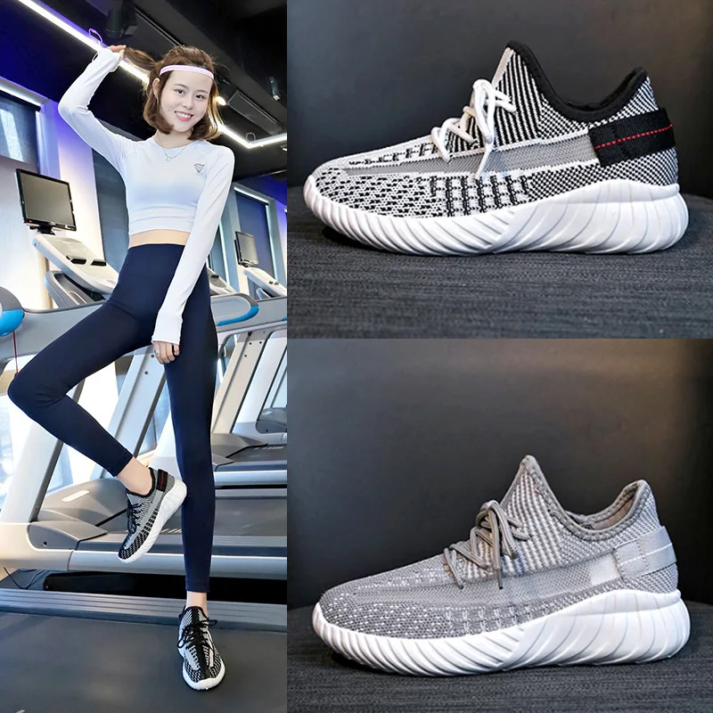 

Female Students Flying Weaving Running Shoes Female Korean Version Small White Shoes Female Leisure in Spring and Summer of 2019