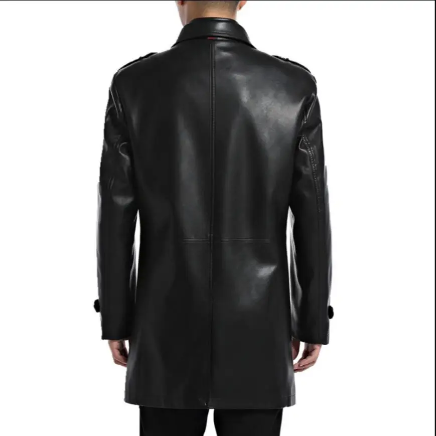 M 4xl весна и осень новинка кожаная мужская одежда длинный участок толстые лацканы