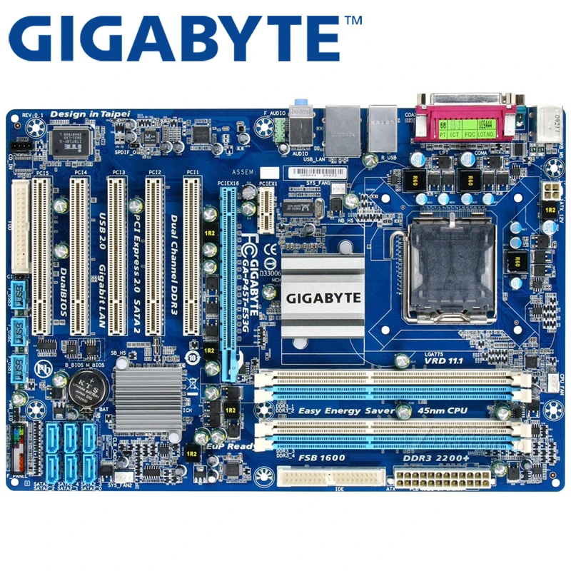 

Материнская плата GIGABYTE GA-P45T-ES3G, для настольного ПК P45 Socket LGA 775 для Core 2 Pentium Celeron DDR3 16G ATX, оригинал, б/у, P43-ES3G
