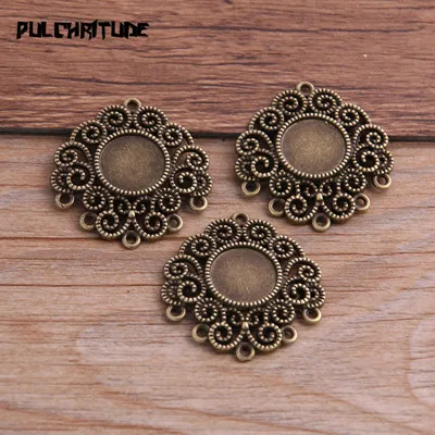 antique bronze PULCHRITUDE 6 шт./лот 12 мм Внутренний размер два цвета известность Стиль Цветы кабошон разъем+ стеклянная основа Установка Подвески кулон - Цвет: antique bronze