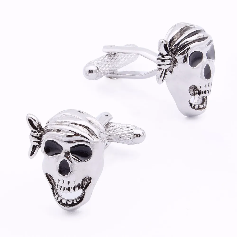 

HAWSON Funny Cufflinks Skull Design Super Quality Metal Cufflinks Silver Color Halloween Gift Free Shipping