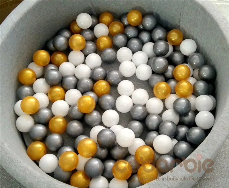 silver gold white 80 шт./лот, серебристо-серый золотой мягкий пластиковый игрушечный шар, водный бассейн, Океанский волнистый шар, детские забавные игрушки, воздушный шар для снятия стресса, для занятий спортом на открытом воздухе - Цвет: silver gold white