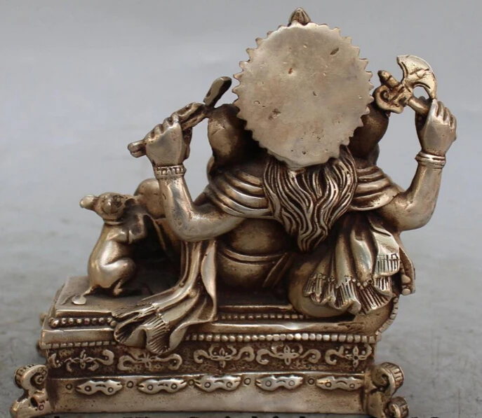 6&quot lucky Chinese Tibet Silver 4 Arms Ganesh Elephant Mammon Buddha Mouse Statue S0706 | Дом и сад