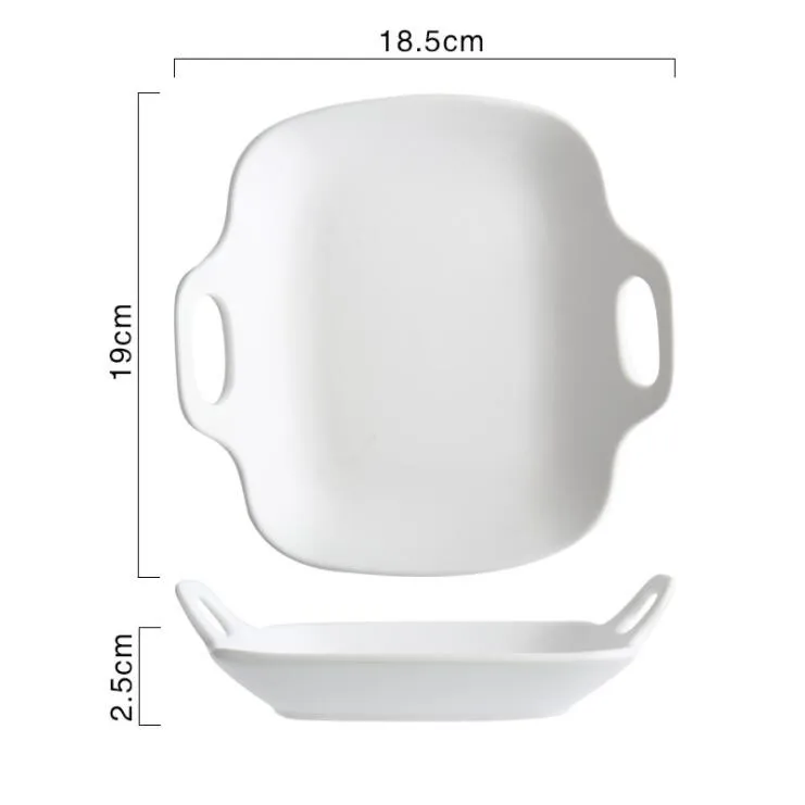 square-white Матовый керамический бинауральный поднос, Бытовая Посуда, тарелка для завтрака, тарелка для стейка, миска для выпечки, противень для духовки, тарелка для фруктового торта - Цвет: square-white