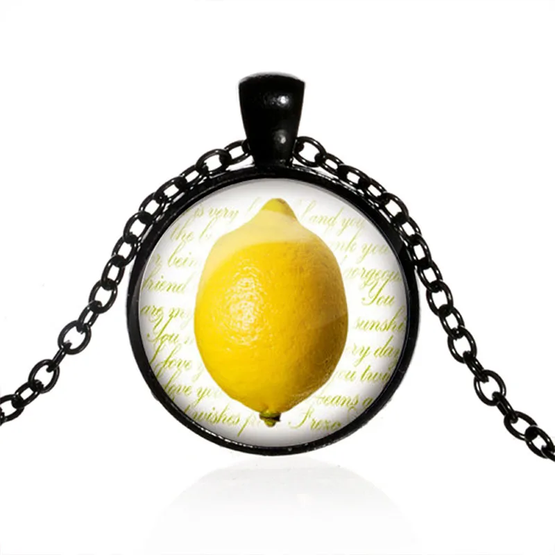 Ожерелье с лимоном VERDVE ювелирные изделия лимонами фруктовый Шарм стеклянный