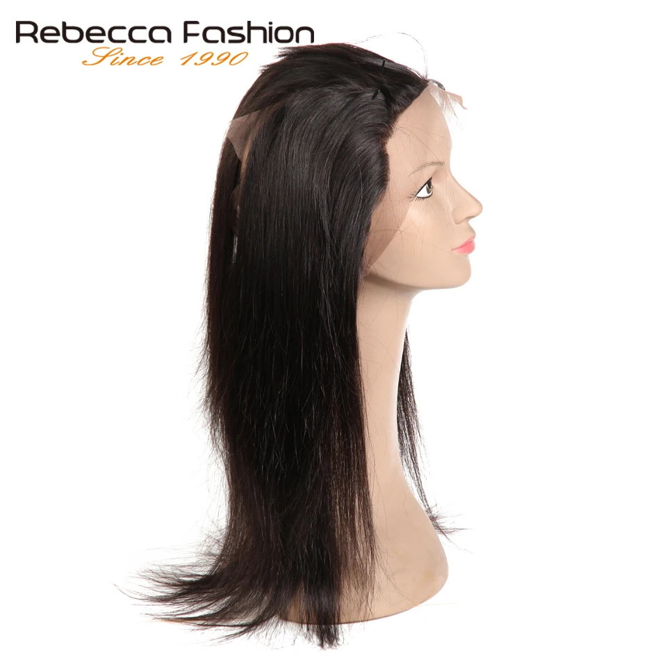 Rebecca Brazilian Non Remy Human Hair Weave Straight Bundles With Closure 130% Density Lace 360 Frontal | Шиньоны и парики