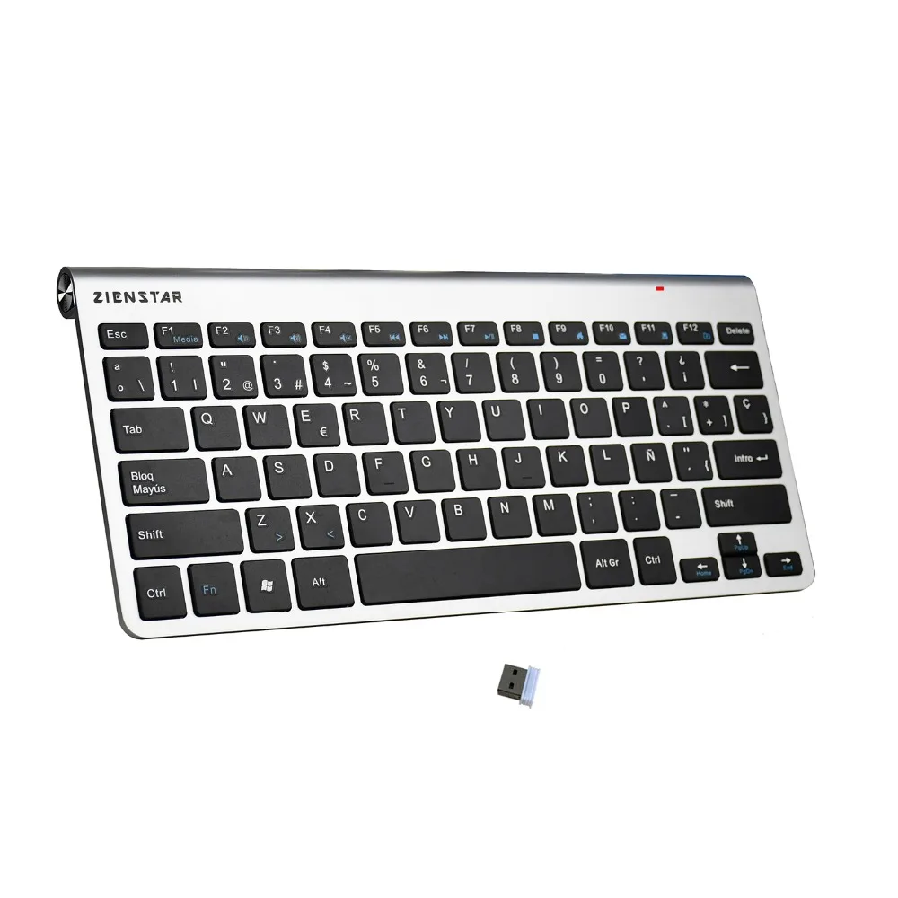 Zienstar испанский Язык Ultra Slim 2 4G Беспроводной Клавиатура Teclado для Macbook ПК портативный