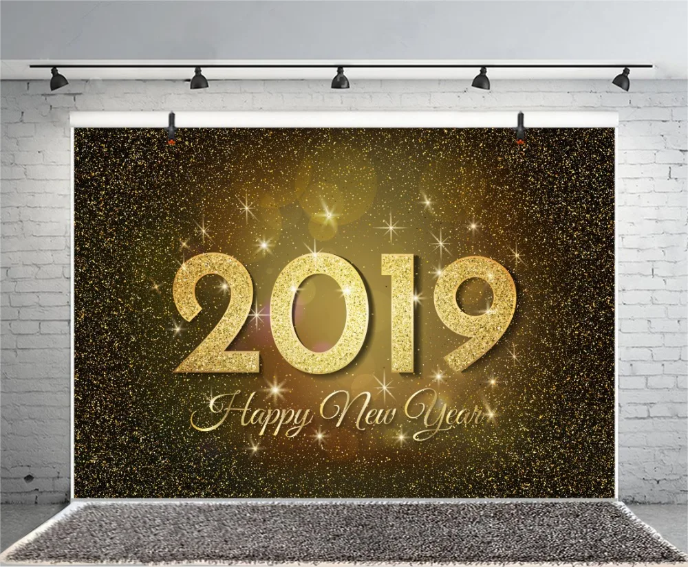 Laeacco счастливый новый год 2019 фоны золотой блеск горошек плакат вечерние Детские