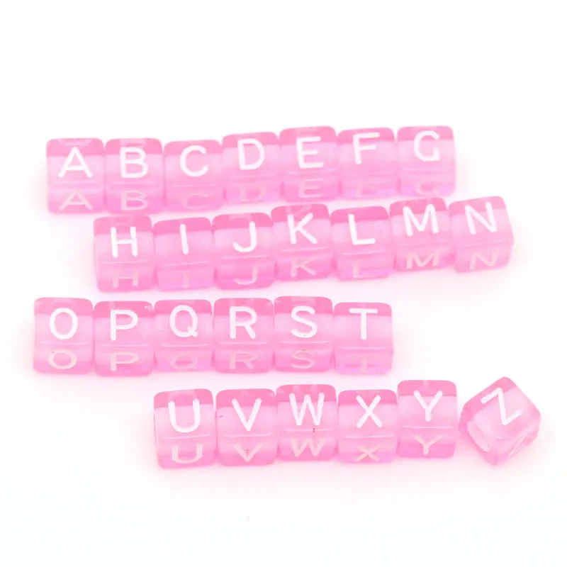 DoreenBeads акриловые бусины-разделители кубик розовая надпись шаблон около 6 мм (2/8