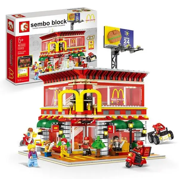 4 в 1 SD6901 мини уличный вид светодиодный McDonaldss Ресторан Дом строительные блоки модель Архитектура DIY игрушки с фигурами для детей