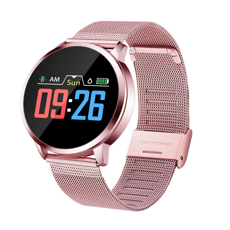 Metal Pink Q8 Смарт часы OLED цветной экран Smartwatch Женская мода фитнес трекер монитор сердечного ритма - Цвет: Metal Pink