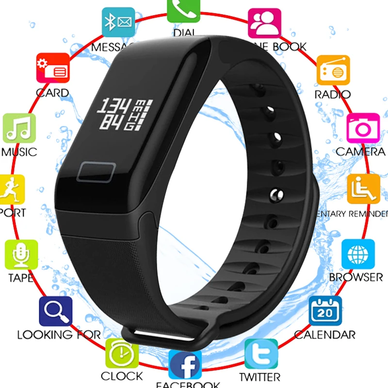 2019 Фитнес трекер F1 сна умный Браслет монитор сердечного ритма Водонепроницаемый