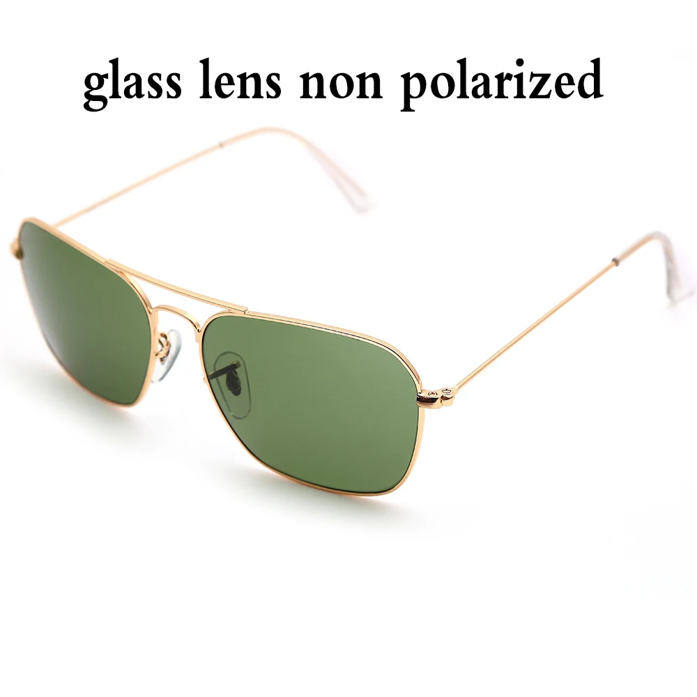 g15 green glass lens 3136 караван Стиль квадратные солнцезащитные очки для мужчин и женщин Пластиковые поляризованные стеклянные линзы Винтажные Солнцезащитные очки Oculos De Sol - Цвет линз: g15 green glass lens