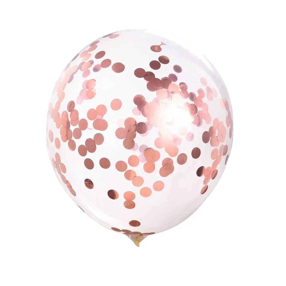 Confetti RoseGold 5 шт./лот DIY 12 дюймов Блеск Конфетти шары из латекса цвета металлик Свадьба День Рождения декоративные Детские игрушки юбилей воздушные принадлежности - Цвет: Confetti RoseGold