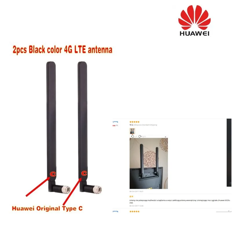 Оригинальная Внешняя Антенна HUAWEI 4G LTE 2x для B593 B890 B880 SMA C type Black|huawei lte 4g|4g huaweihuawei 4g |