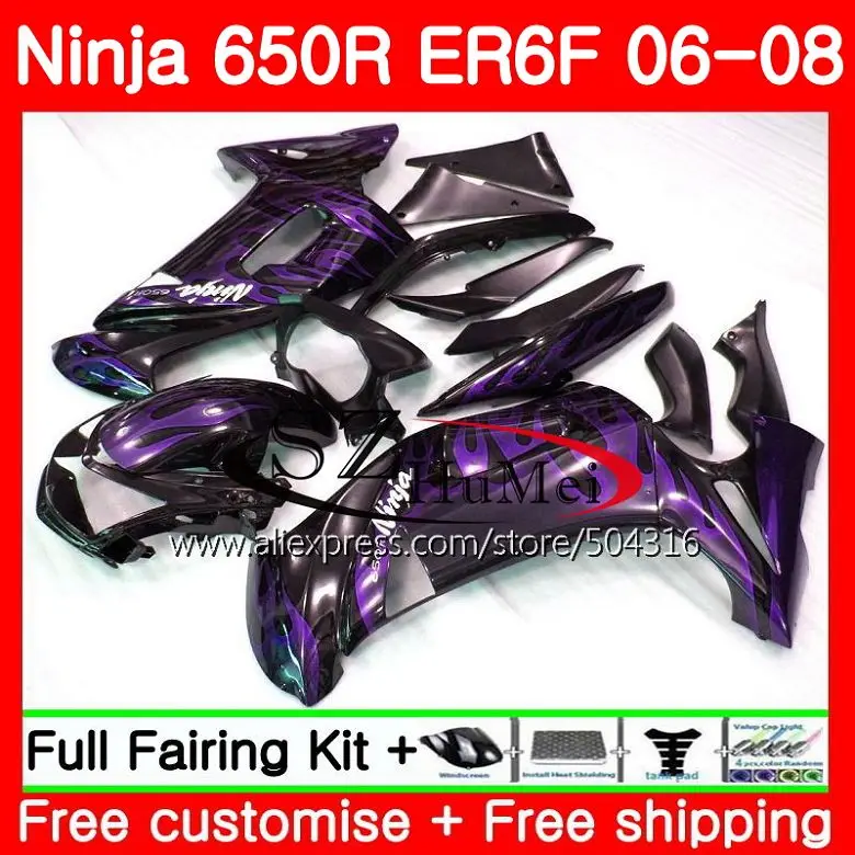 

Body For KAWASAKI Orange flames NINJA 650R ER6 F 650 ER-6F 06-08 4SH4 Ninja650R ER6F 06 07 08 ER 6F 2006 2007 2008 Fairings Kit